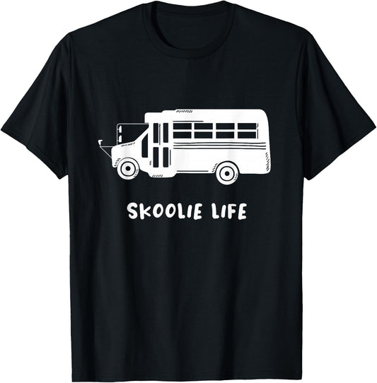 Skoolie Life Design for a Yellow School Bus Camper Owner T-Shirt - T-Shirt | Black