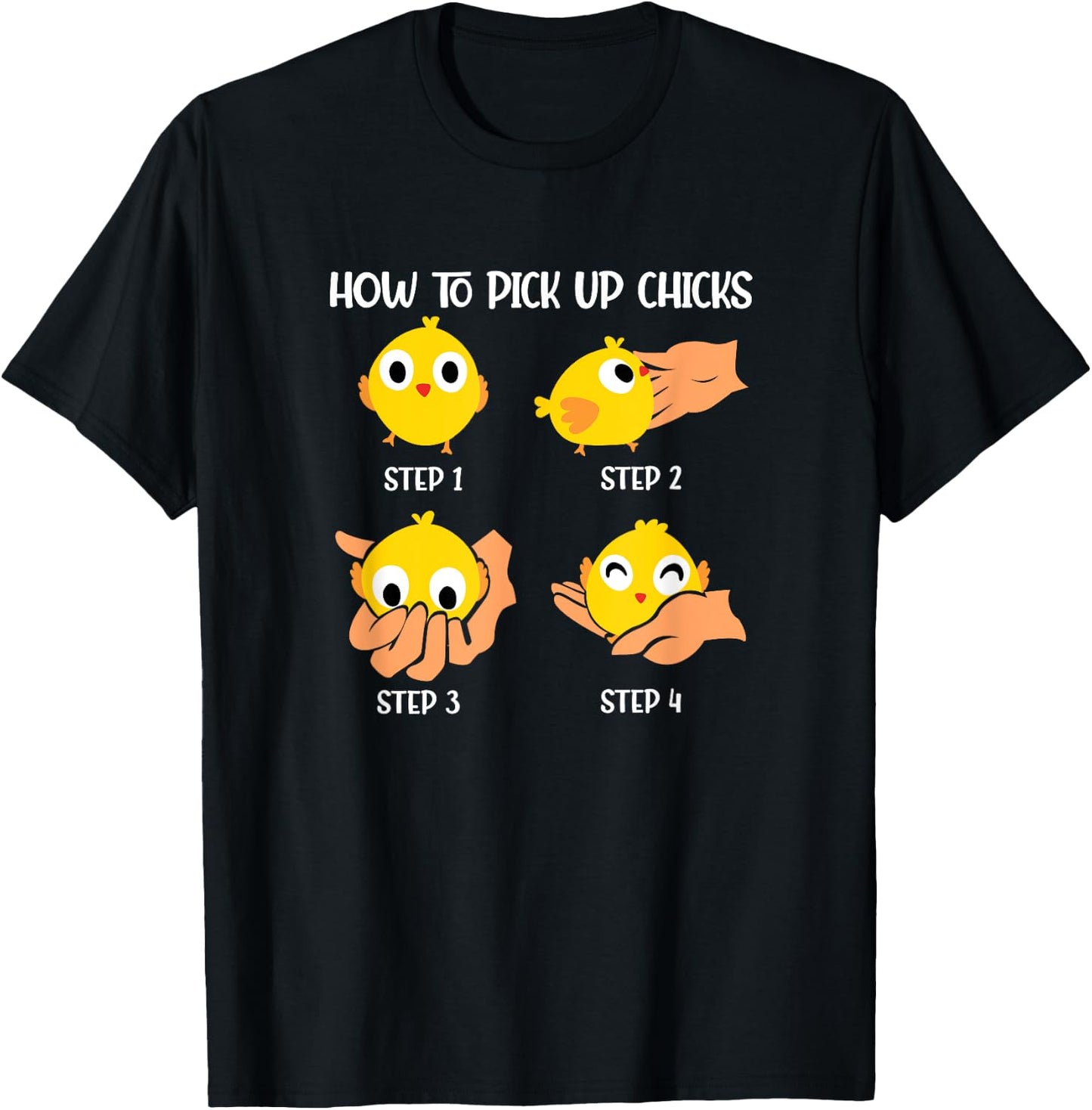 How To Pick Up Chicks Cheesy Pick-Up Lines Chicken Lover T-Shirt - T-Shirt | Black