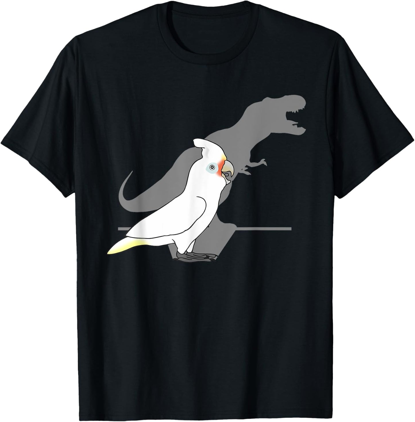 Goffin's Cockatoo T-rex shadow, Birb memes Dinosaur Parrot T-Shirt - T-Shirt | Black