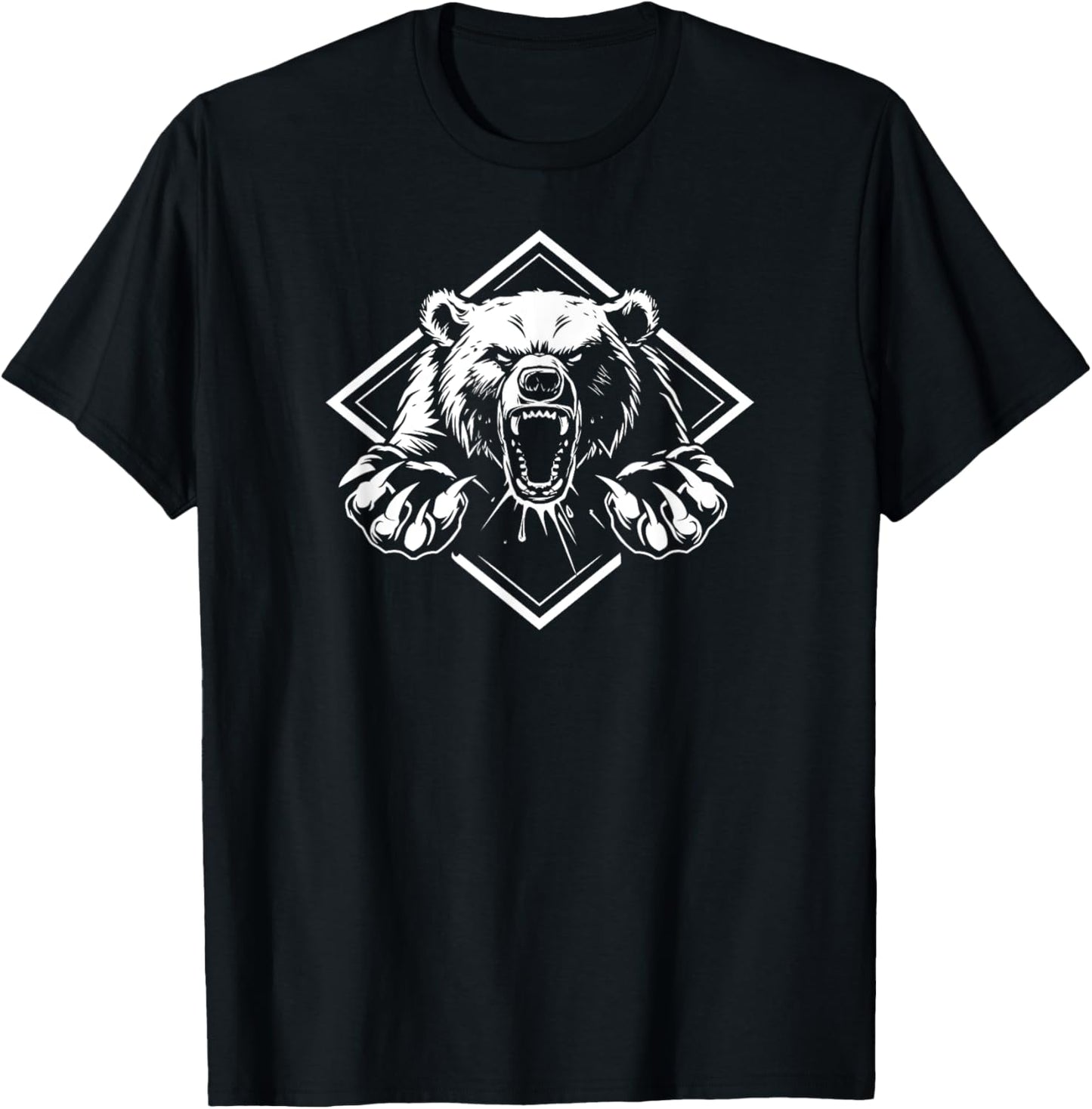 Angry Bear Grizzly Bears Wildlife Mountains Animal T-Shirt - T-Shirt | Black