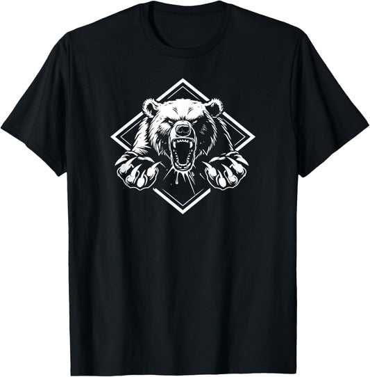 Angry Bear Grizzly Bears Wildlife Mountains Animal T-Shirt - T-Shirt | Black