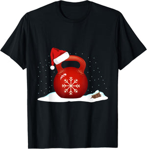 Santa Christmas Kettlebell Exercise T-Shirt - T-Shirt | Black