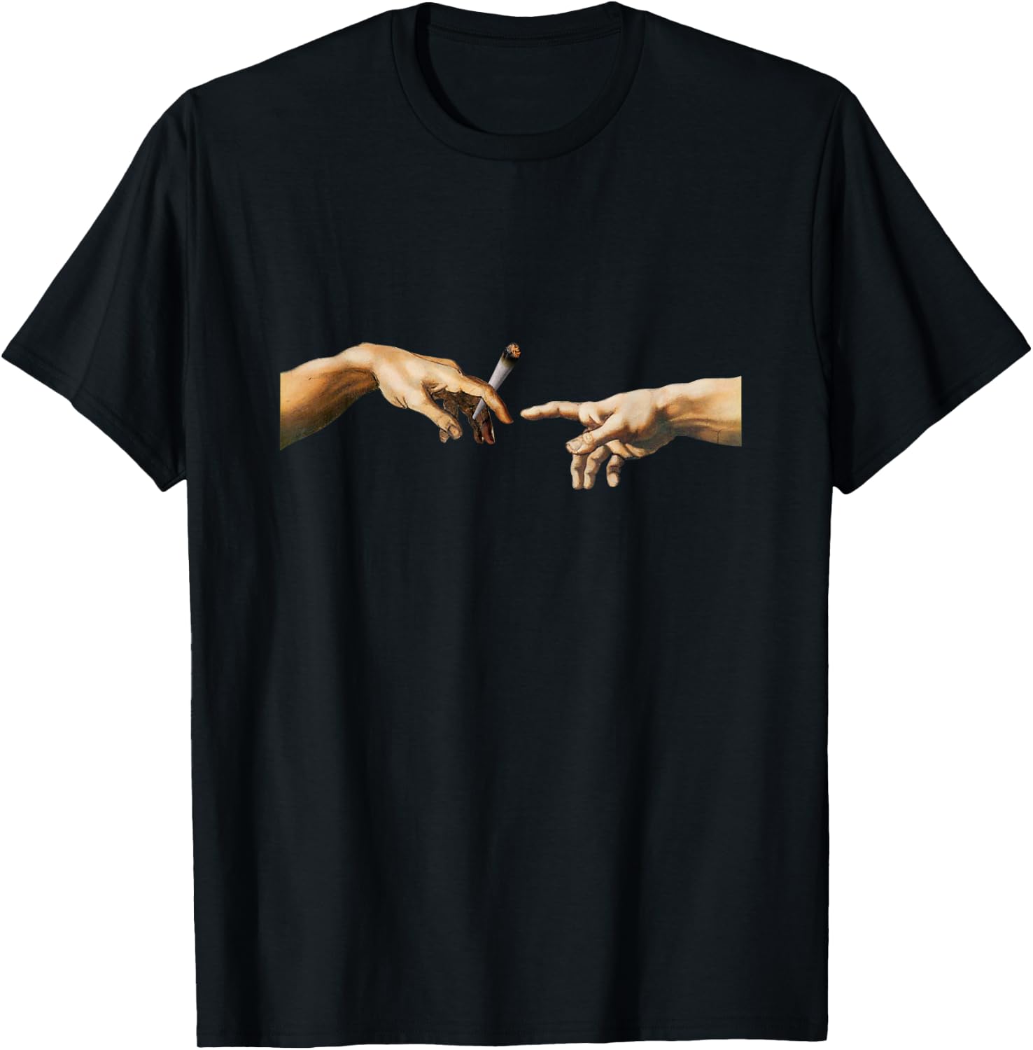 420 The Creation of Adam Michelangelo Weed Joint Vintage T-Shirt - T-Shirt | Black