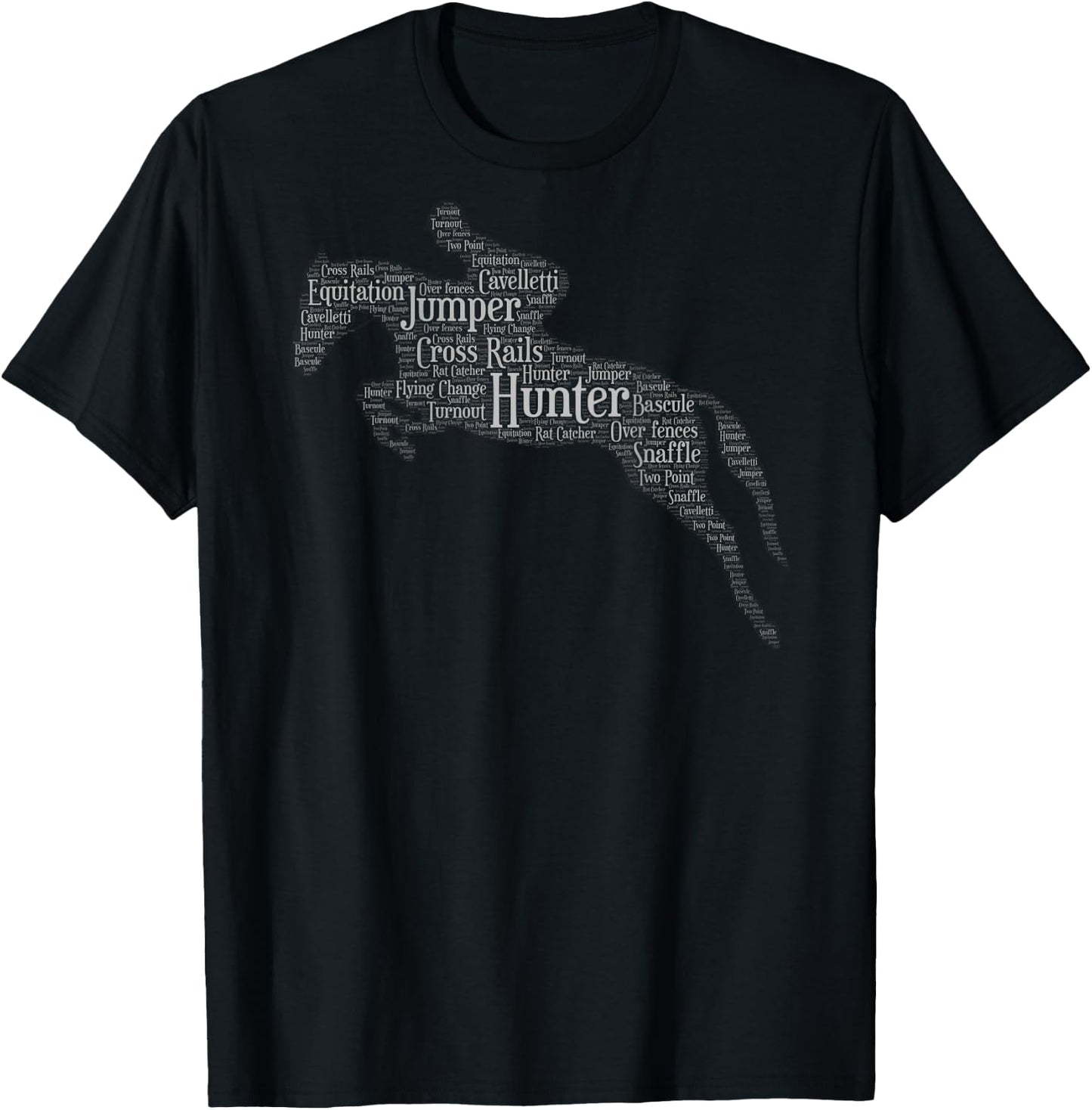 Horse Lovers and Gifts Hunter Jumper Equestrian Black -Adults Classic Fit Short Sleeve S T-Shirt - T-Shirt | Black