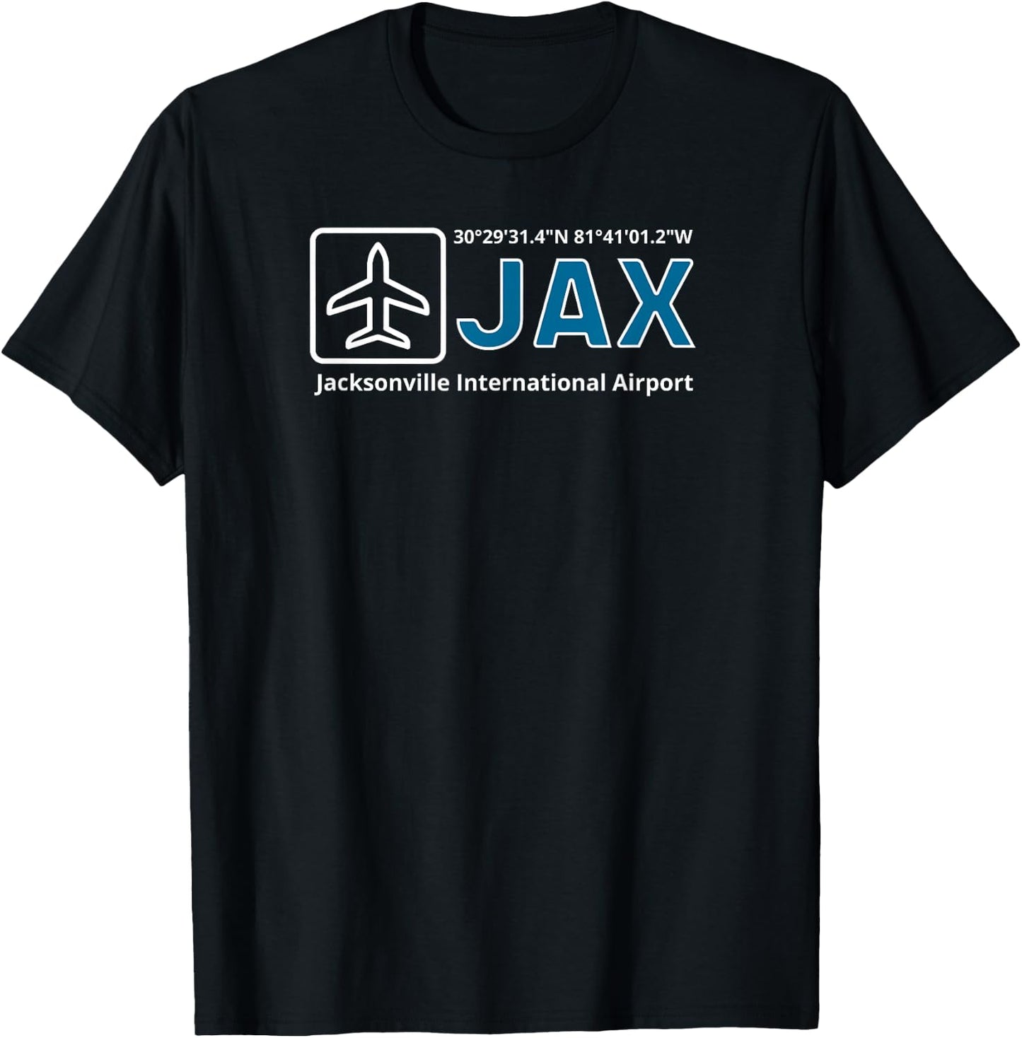 Jacksonville International Airport Florida Jax GPS Location T-Shirt - T-Shirt | Black