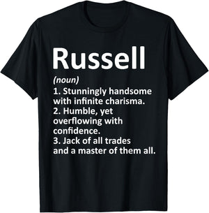 RUSSELL Definition Personalized Name Funny Birthday Gift T-Shirt - T-Shirt | Black