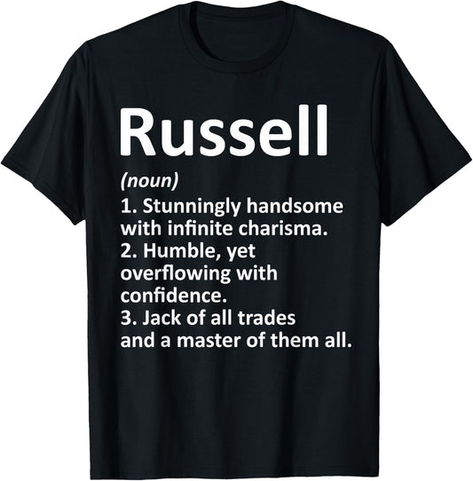 RUSSELL Definition Personalized Name Funny Birthday Gift T-Shirt - T-Shirt | Black