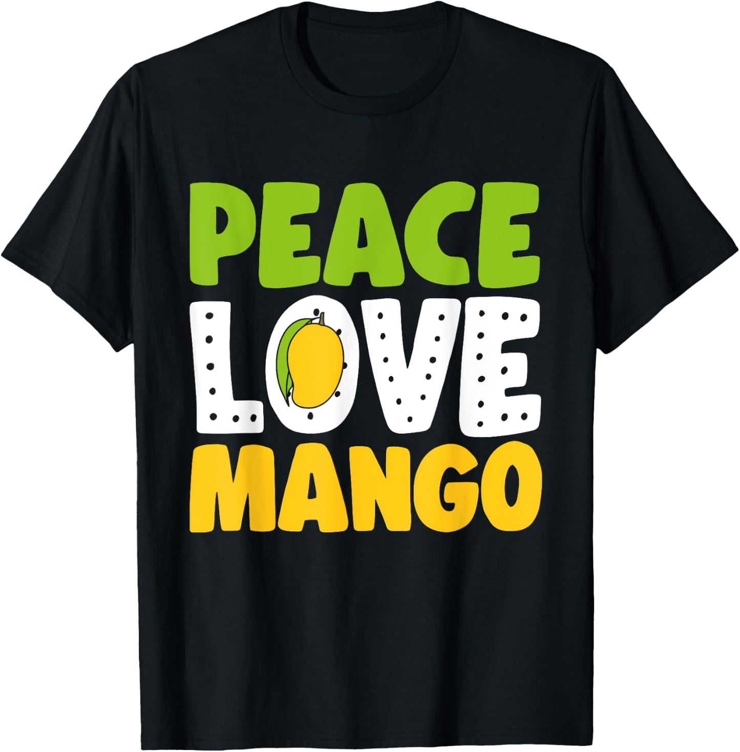 Peace Love Mango Fruit T-Shirt - T-Shirt | Black