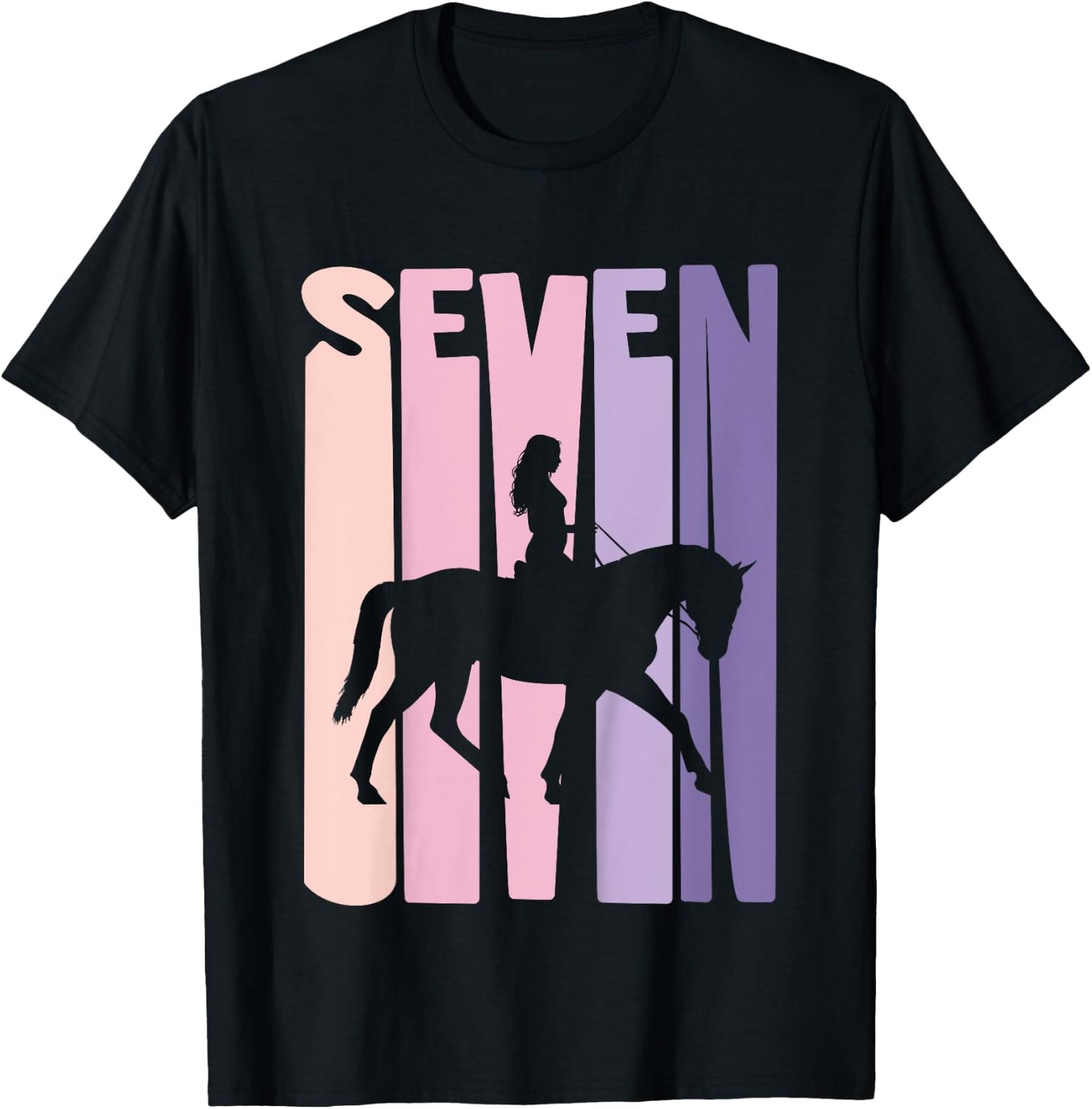 7th Birthday Gift Horse Rider Fan 7 Years Girls T-Shirt - T-Shirt | Black