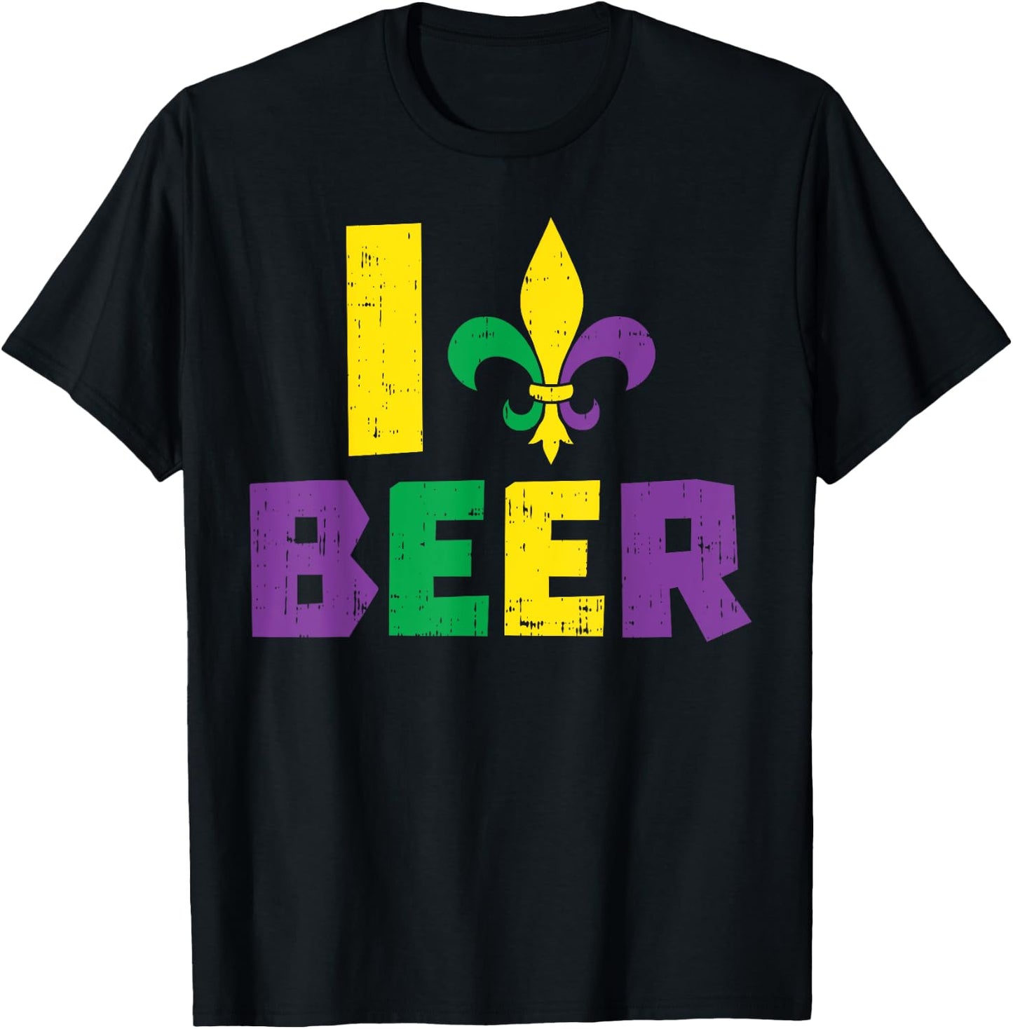 I Love Beer Jester Hat Drinking Team Fun Mardi Gras Carnival T-Shirt - T-Shirt | Black