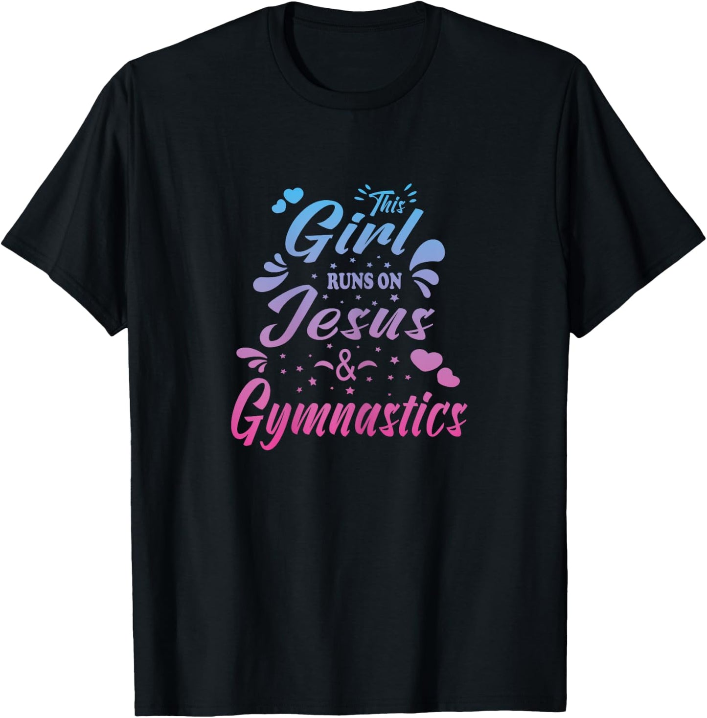 This Girl Runs On Jesus And Gymnastics Christian Women Kid T-Shirt - T-Shirt | Black