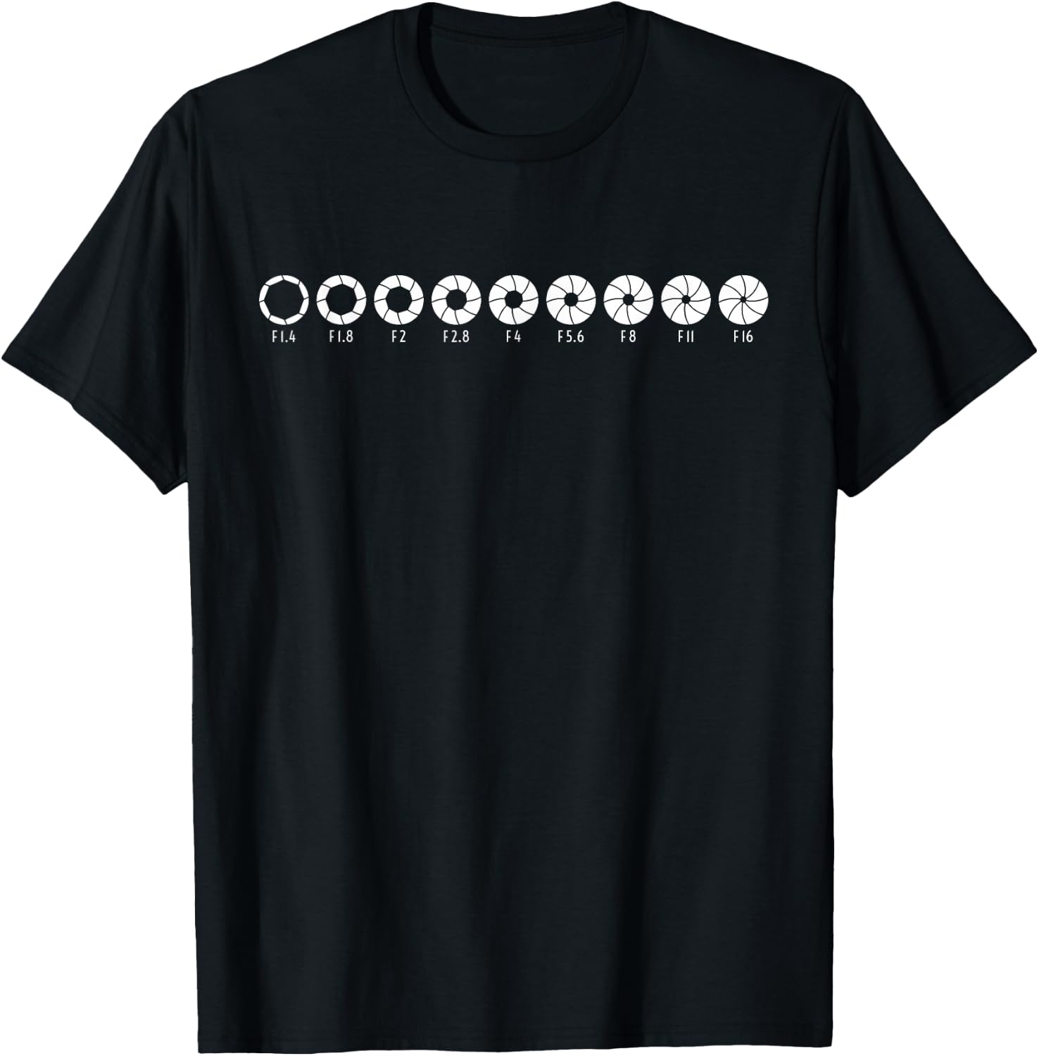 Photography Aperture Camera Lens Size Photographer Photo T-Shirt - T-Shirt | Black