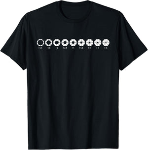 Photography Aperture Camera Lens Size Photographer Photo T-Shirt - T-Shirt | Black