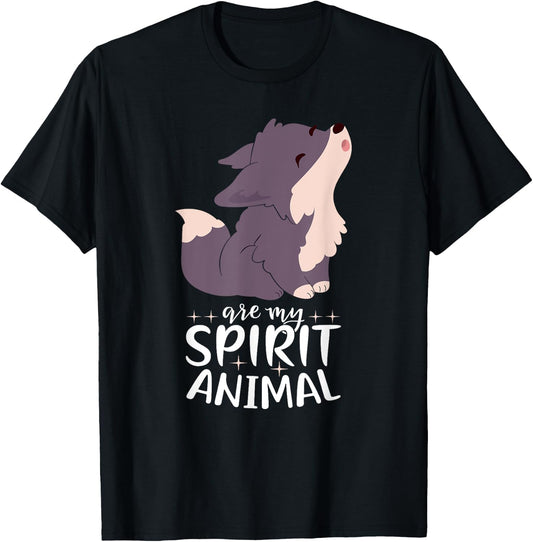 Wolves Are My Spirit Animal I Cute Wolf I Girl Wolf T-Shirt - T-Shirt | Black