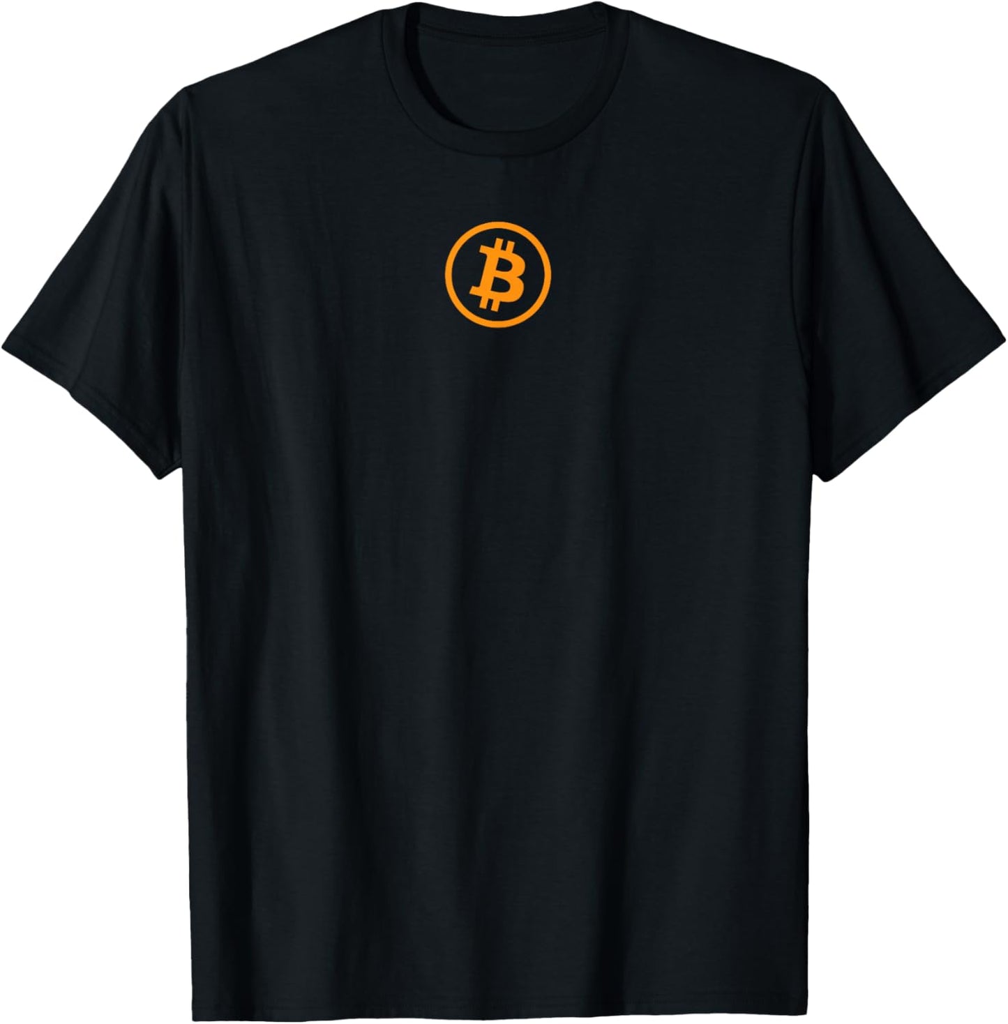 Bitcoin Cryptocurrency BTC Neck Position Orange Bitcoin Logo T-Shirt - T-Shirt | Black