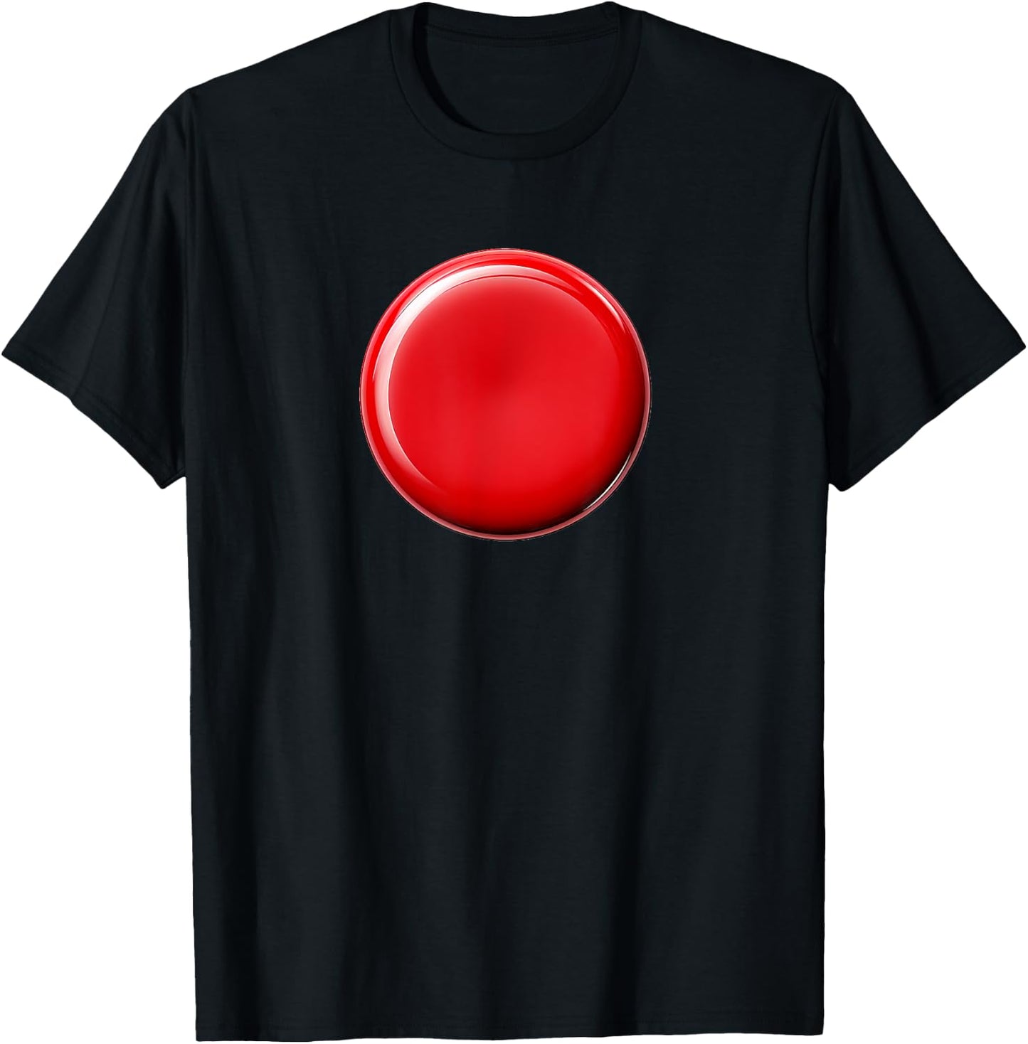 Novelty Red Button T-Shirt - T-Shirt | Black