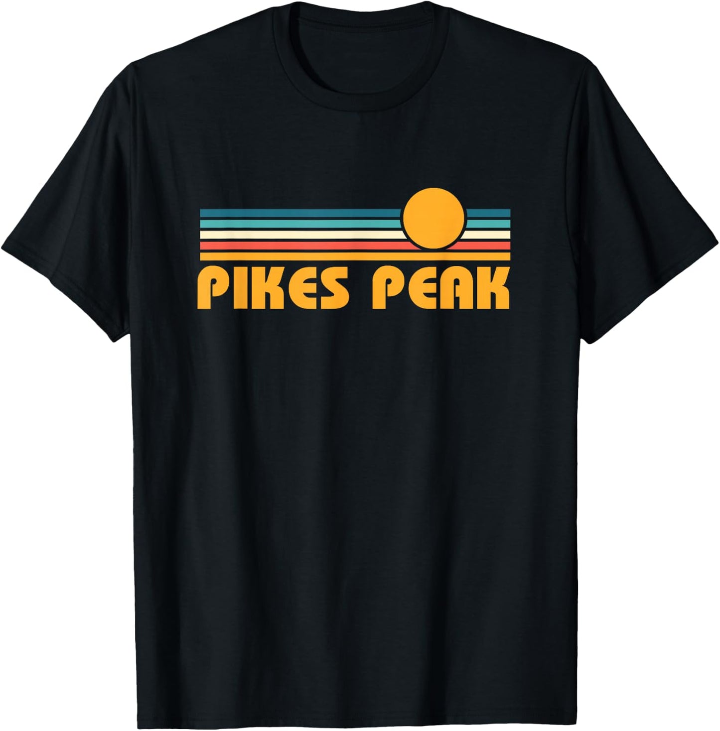 Retro Pikes Peak Colorado Sunset T-Shirt - T-Shirt | Black