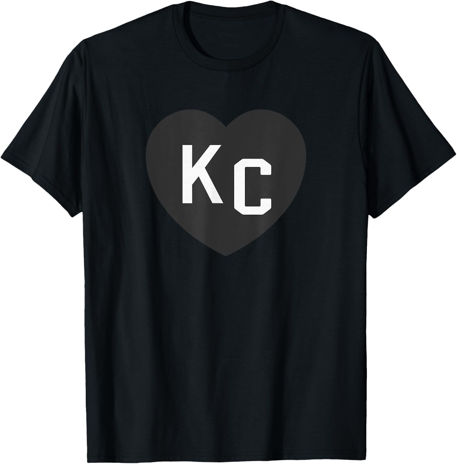 Kansas City Hearts KC 2-Letter Heart (Love) - Black, -Adult, Short Sleeve, Small, , Modern, Letter Print, T Back, Casual, 1 Count T-Shirt - T-Shirt | Black