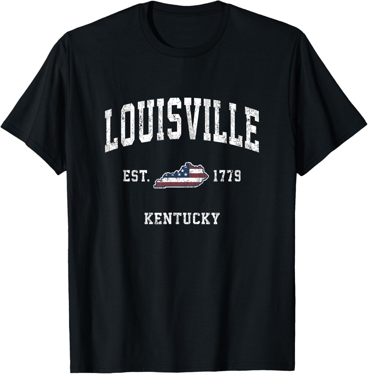 Louisville Kentucky KY Vintage American Flag Sports Design T-Shirt - T-Shirt | Black