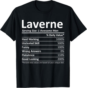 LAVERNE Nutrition Funny Birthday Personalized Name Gift T-Shirt - T-Shirt | Black