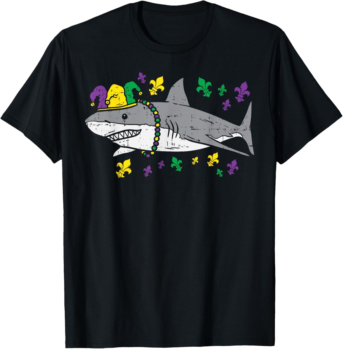 Jester Shark Animal Lover Funny Mardi Gras Carnival Boys T-Shirt - T-Shirt | Black
