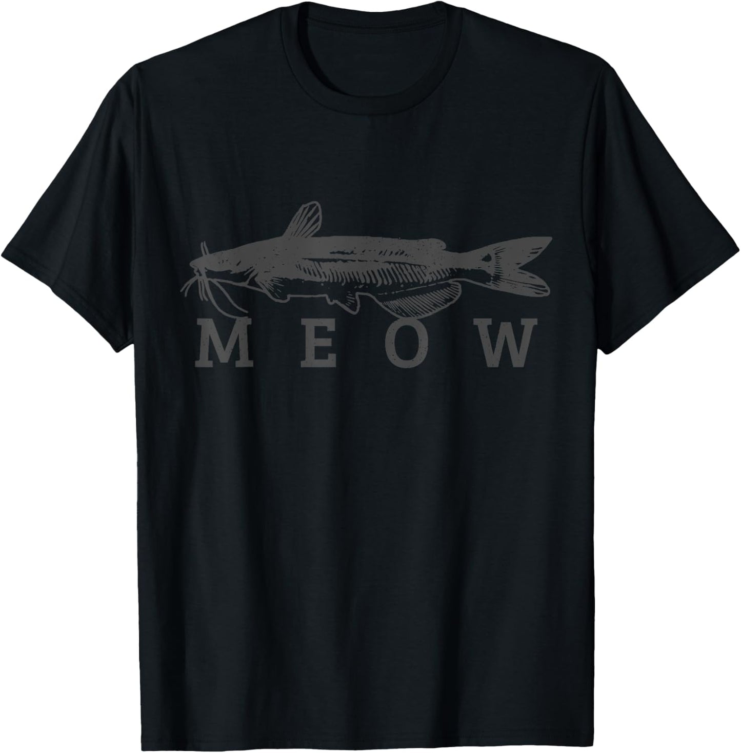 Funny catfish meow for catfish fishing, fishing fisherman gift T-Shirt - T-Shirt | Black