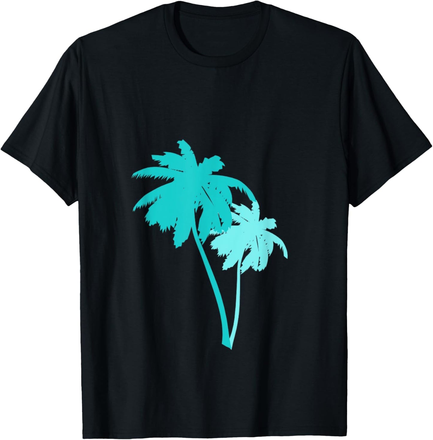 Turquoise Aqua Blue Palm Trees T-Shirt - T-Shirt | Black