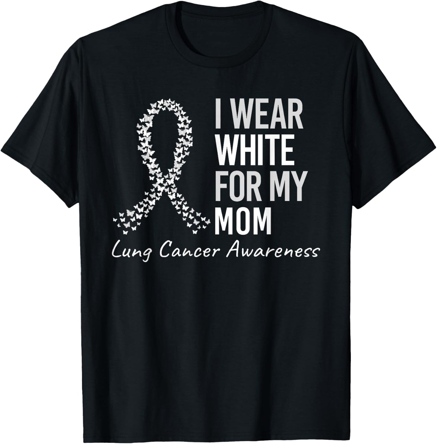 I Wear White For My Aunt Lung Cancer Awareness White Ribbon T-Shirt - T-Shirt | Black
