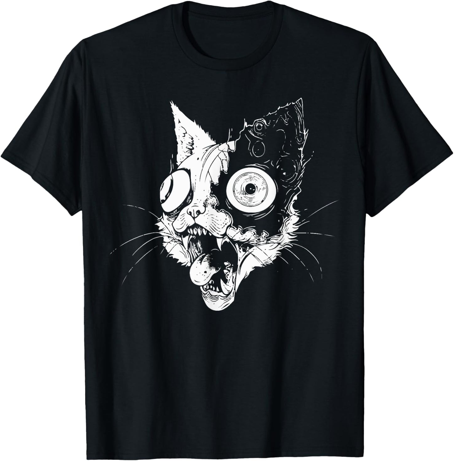 Psychedelic Zombie Cat | Weirdcore Weird Grunge Punk Goth Women T-Shirt - T-Shirt | Black