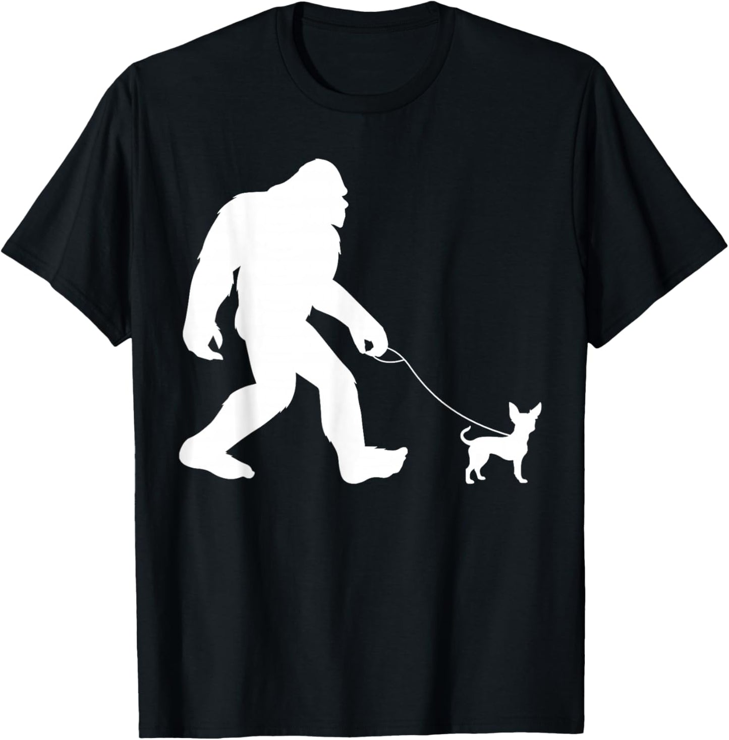 Fun Bigfoot Sasquatch Walking Chihuahua Gag Gift T-Shirt - T-Shirt | Black