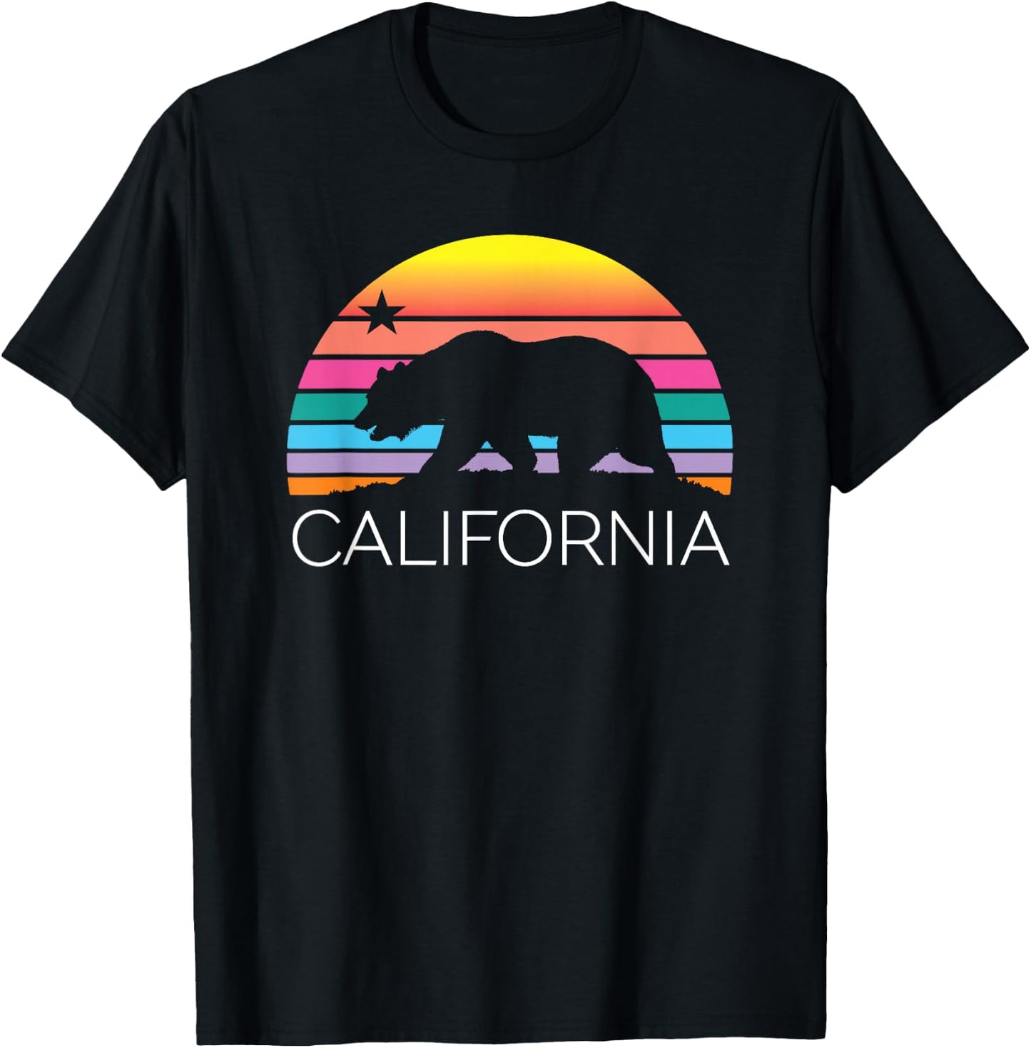Retro California Surf Vintage Beach Cali 80s Venice Palm Sun T-Shirt - T-Shirt | Black