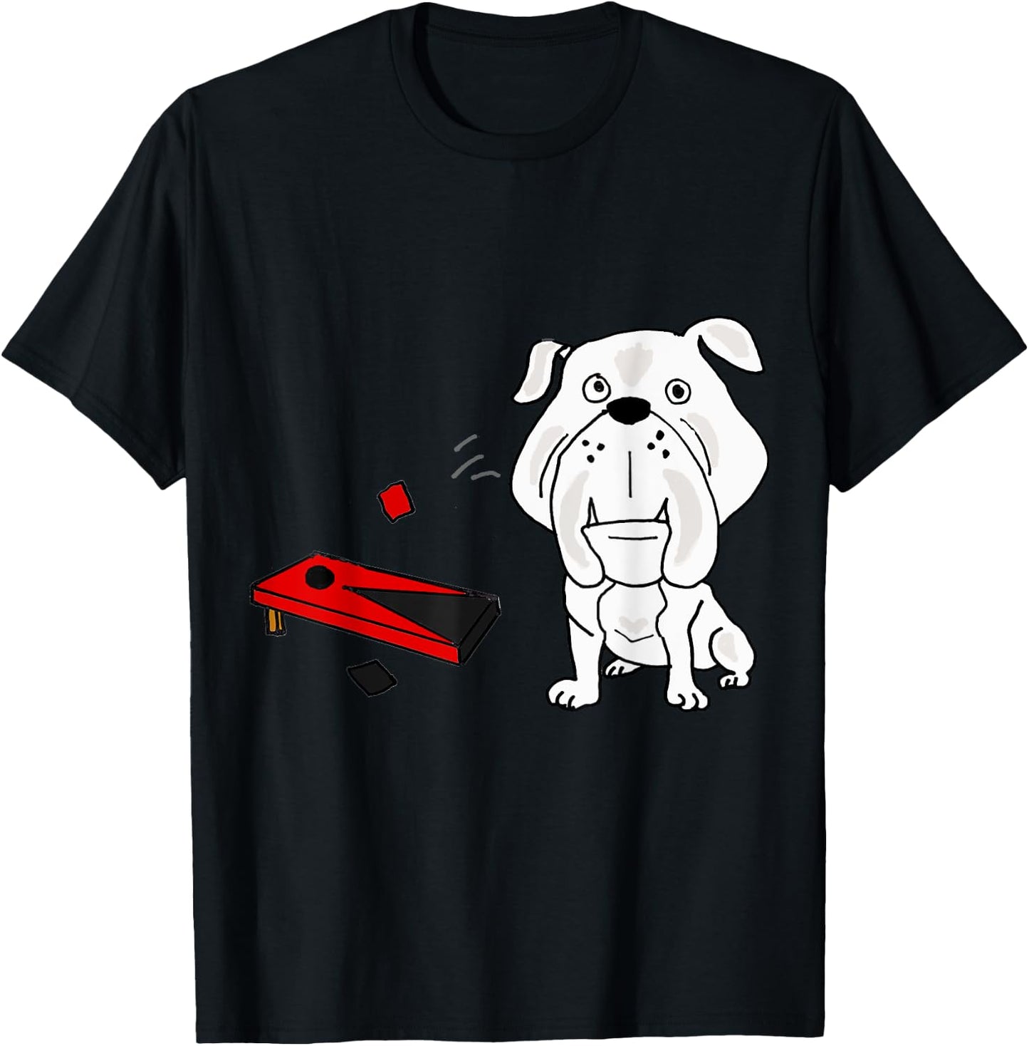 Smileteeshob Funny Bulldog Playing Cornhole Toss Tailgating T-Shirt - T-Shirt | Black