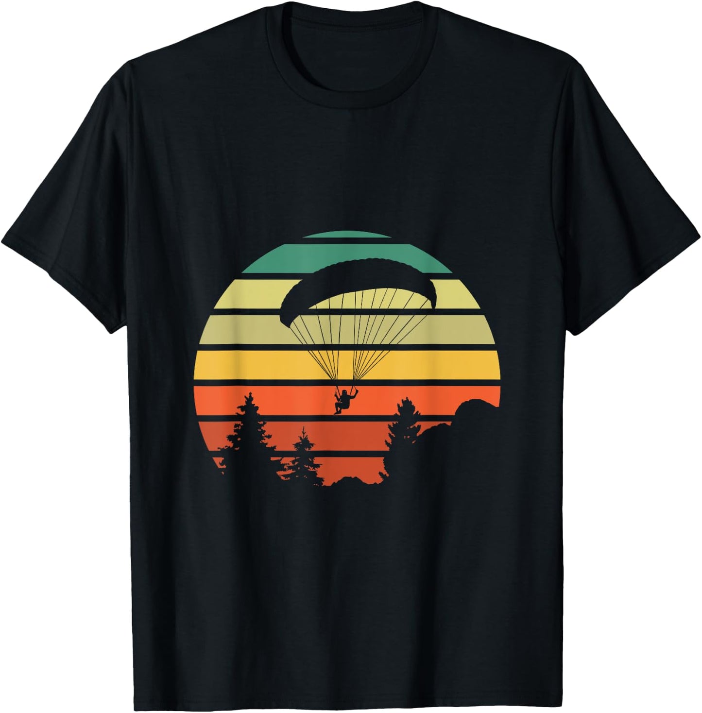 Paragliding Outfits Paraglider Vintage Paragliding Over Forest T-Shirt - T-Shirt | Black