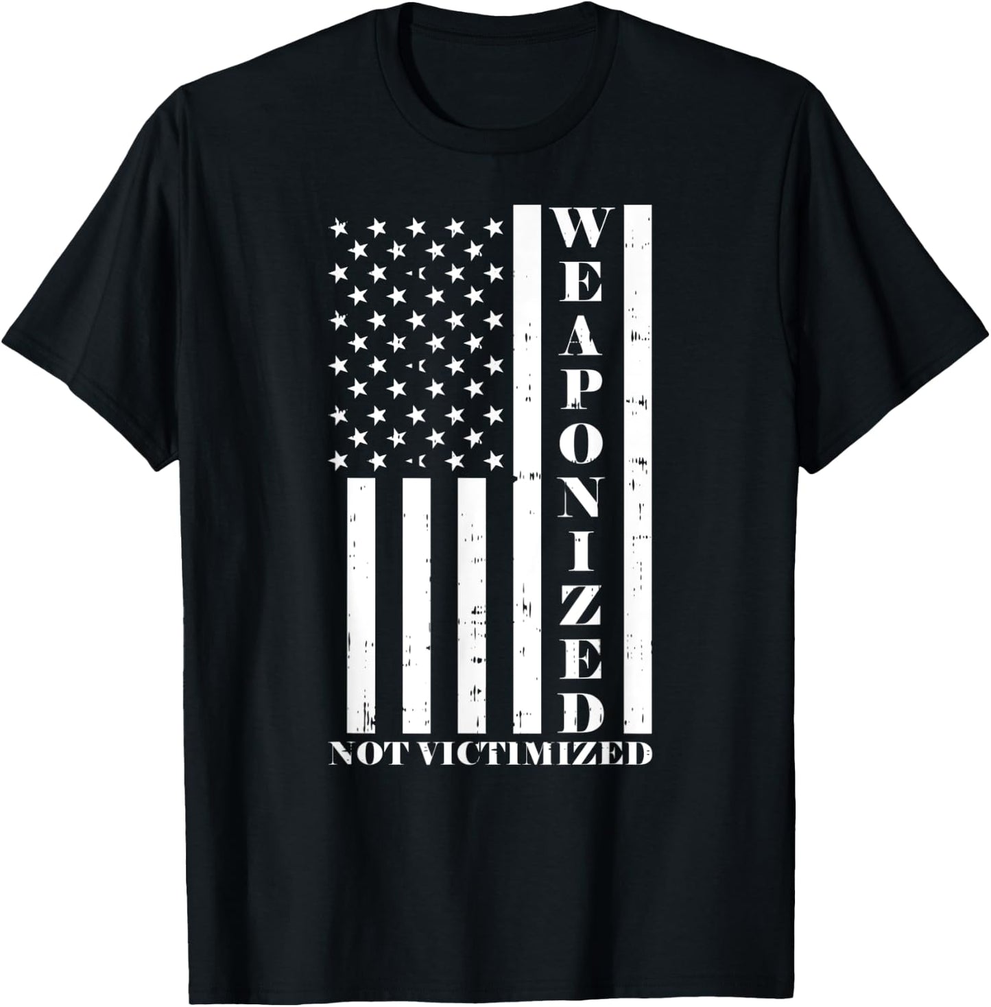 US American Flag - Gun Owner - Weaponized Not Victimized T-Shirt - T-Shirt | Black