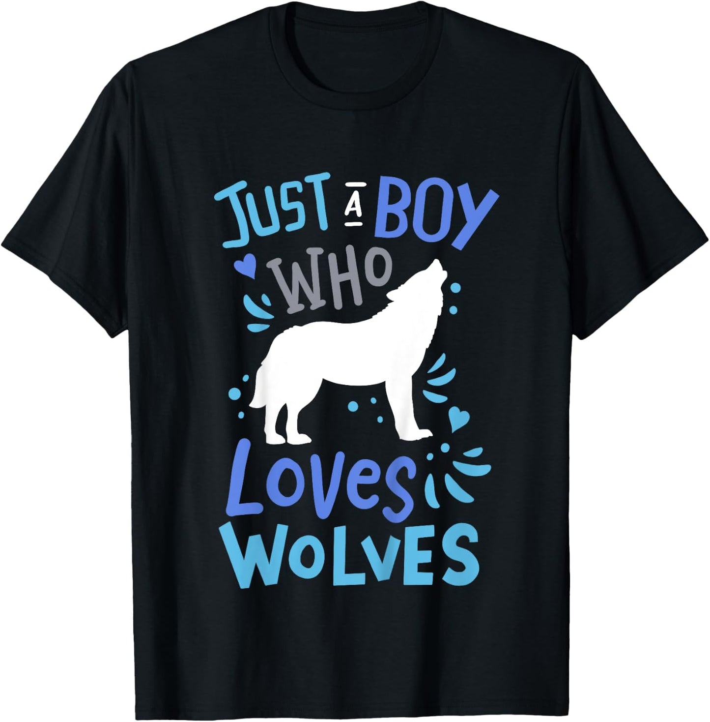 Kids Wolf Just A Boy Who Loves Wolves Gift Wolf Lovers T-Shirt - T-Shirt | Black