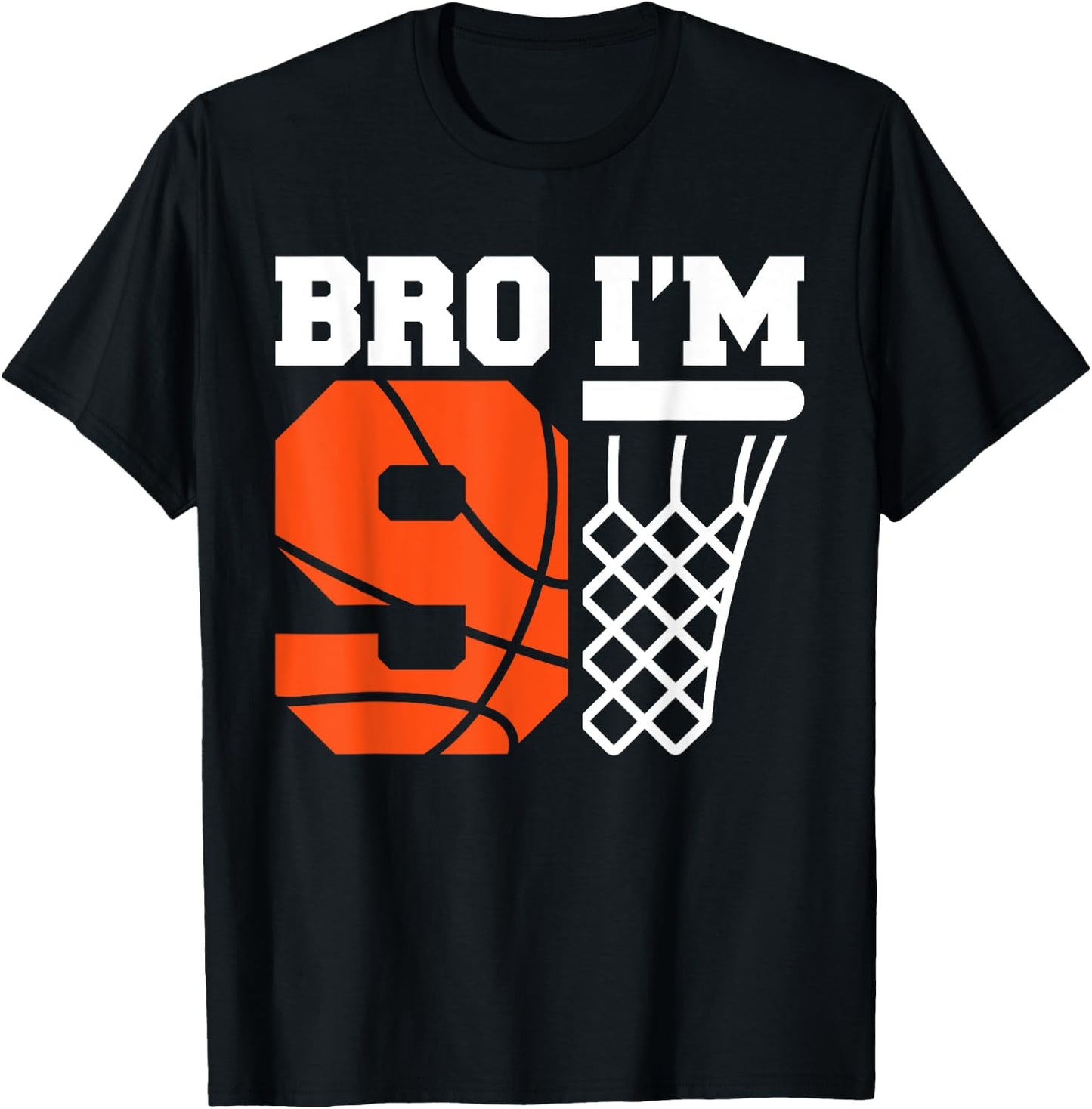Basketball 9th Birthday Boy Bro I’m 9 Year Old Bday Party T-Shirt - T-Shirt | Black