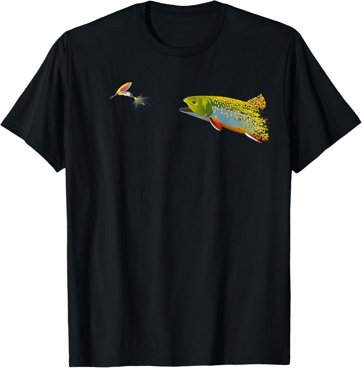Fly Fishing Brook Trout Graphic For Fisherman T-Shirt - T-Shirt | Black