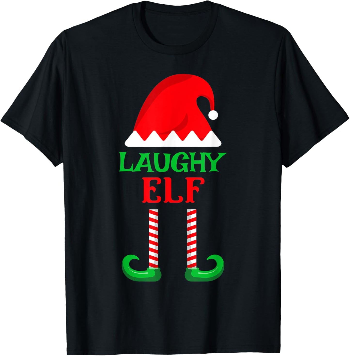Laughy Elf | Christmas Holiday North Pole Santa's Helper T-Shirt - T-Shirt | Black