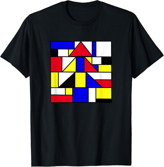 Mondrian inspired abstract primary colors geometric T-Shirt - T-Shirt | Black