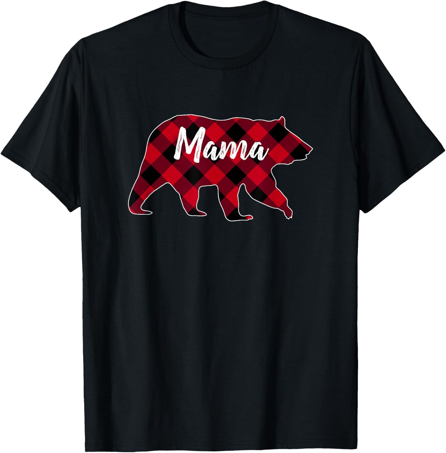 Mama Bear Red and Black Buffalo Plaid T-Shirt - T-Shirt | Black