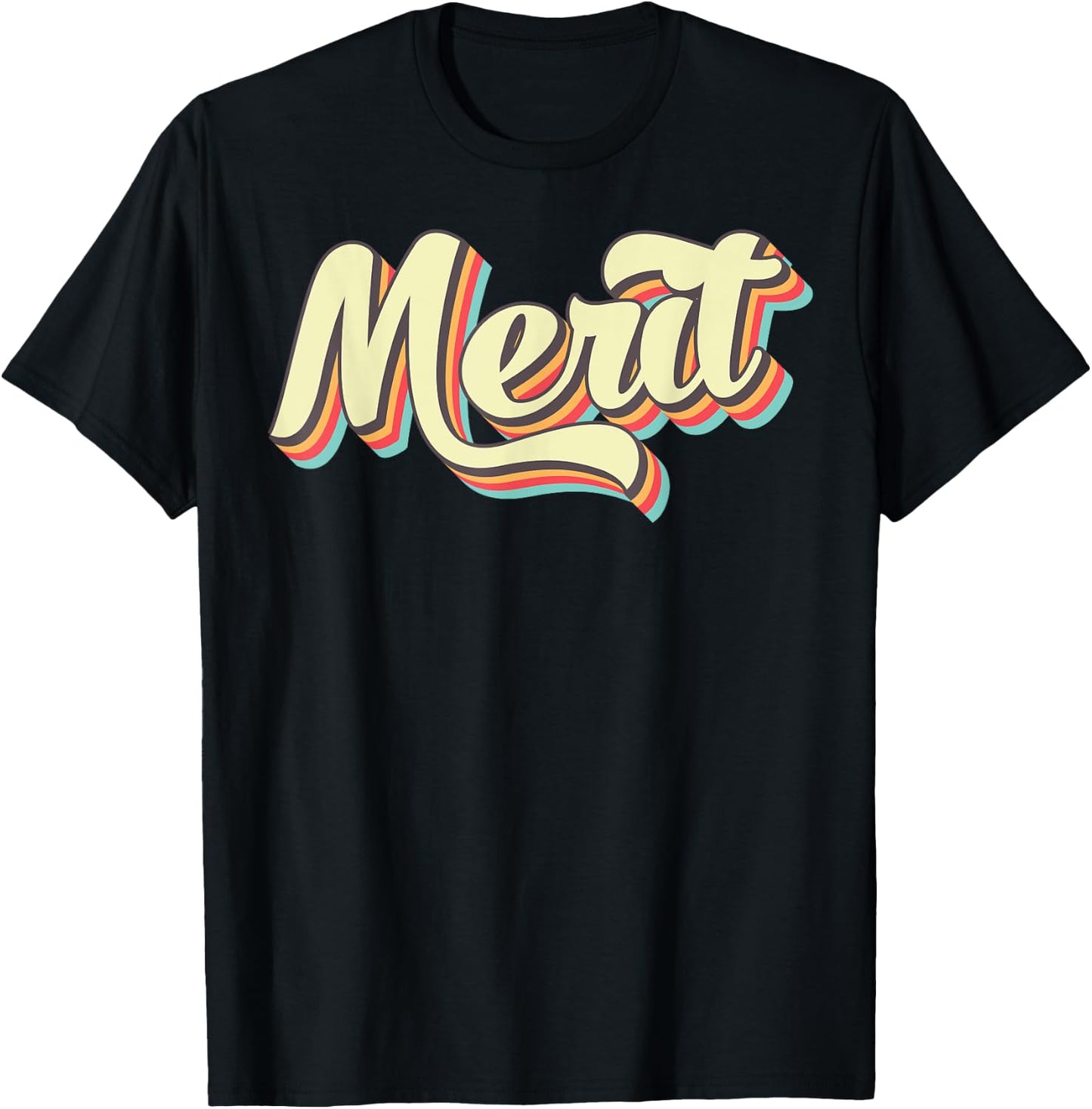 Merit Retro Art Baseball Font Vintage T-Shirt - T-Shirt | Black