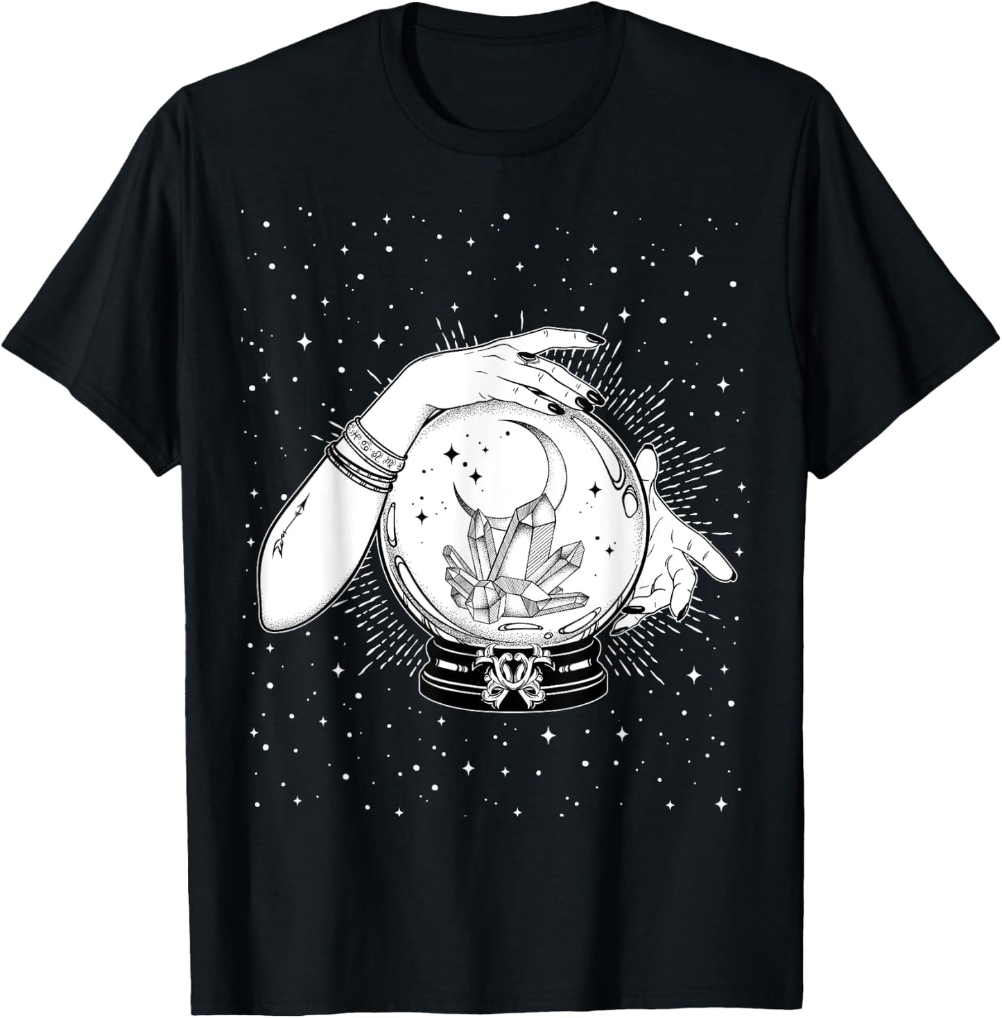 Vintage Witchy Mystic Fortune Teller Magical Crystal Ball T-Shirt - T-Shirt | Black