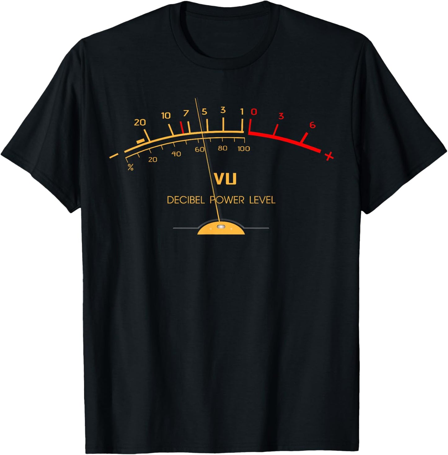 Retro VU Meter Sound Level Studio Hi-Fi Vintage Stereo Music T-Shirt - T-Shirt | Black