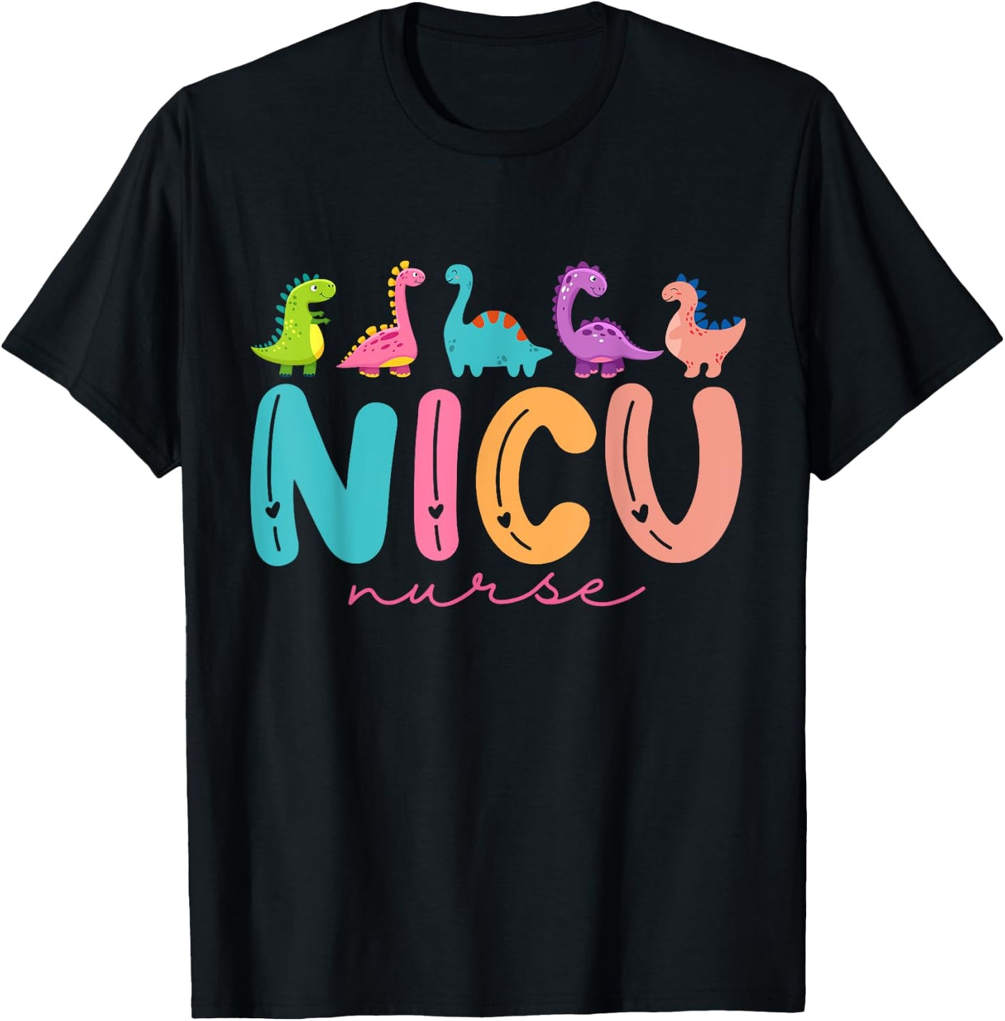 NICU Nurse Animal Nurse Appreciation Nicu Nurse Dinosaur T-Shirt - T-Shirt | Black