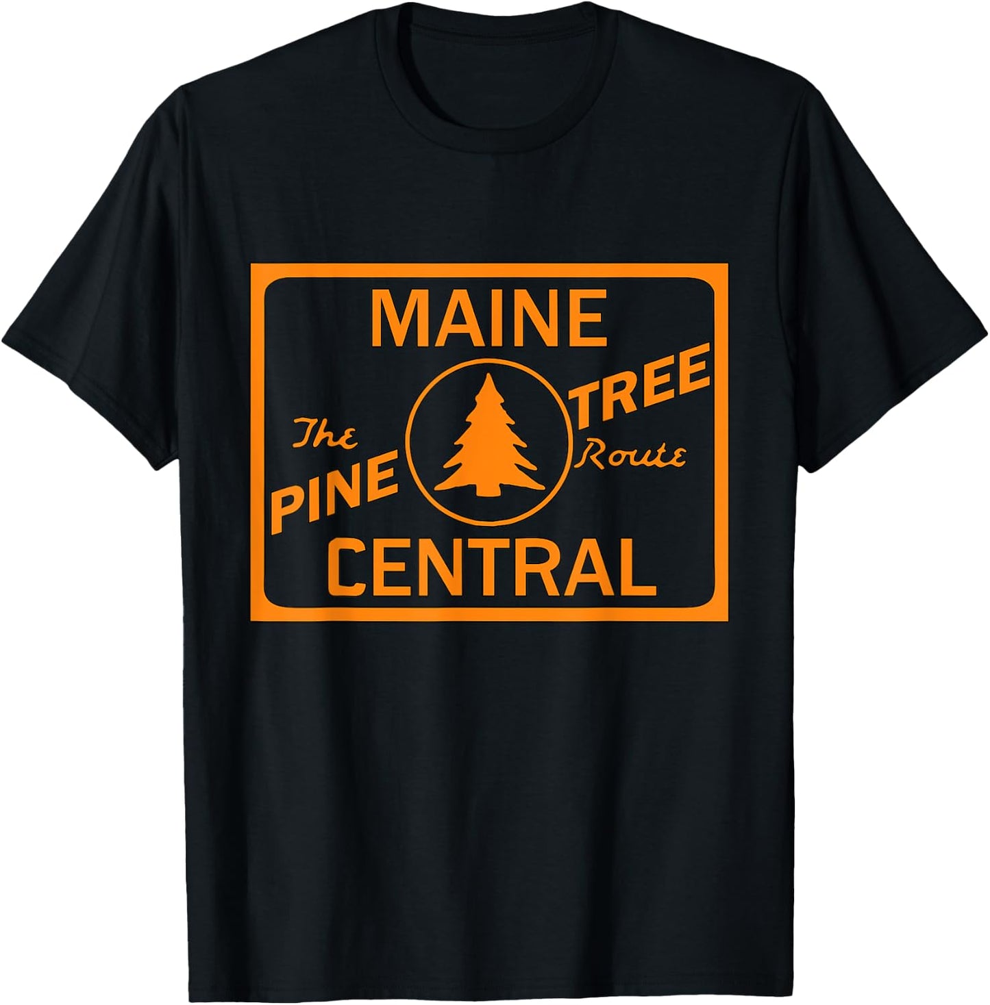 Vintage Maine Central Pine Tree Train Route Railroad T-Shirt - T-Shirt | Black