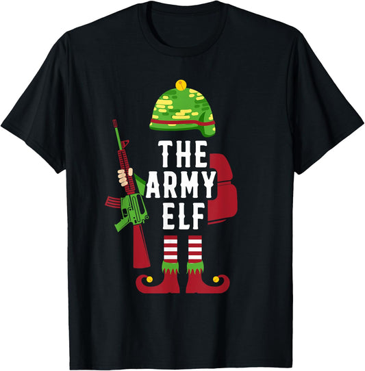The Army Elf Funny Christmas Gifts for Soldiers T-Shirt - T-Shirt | Black