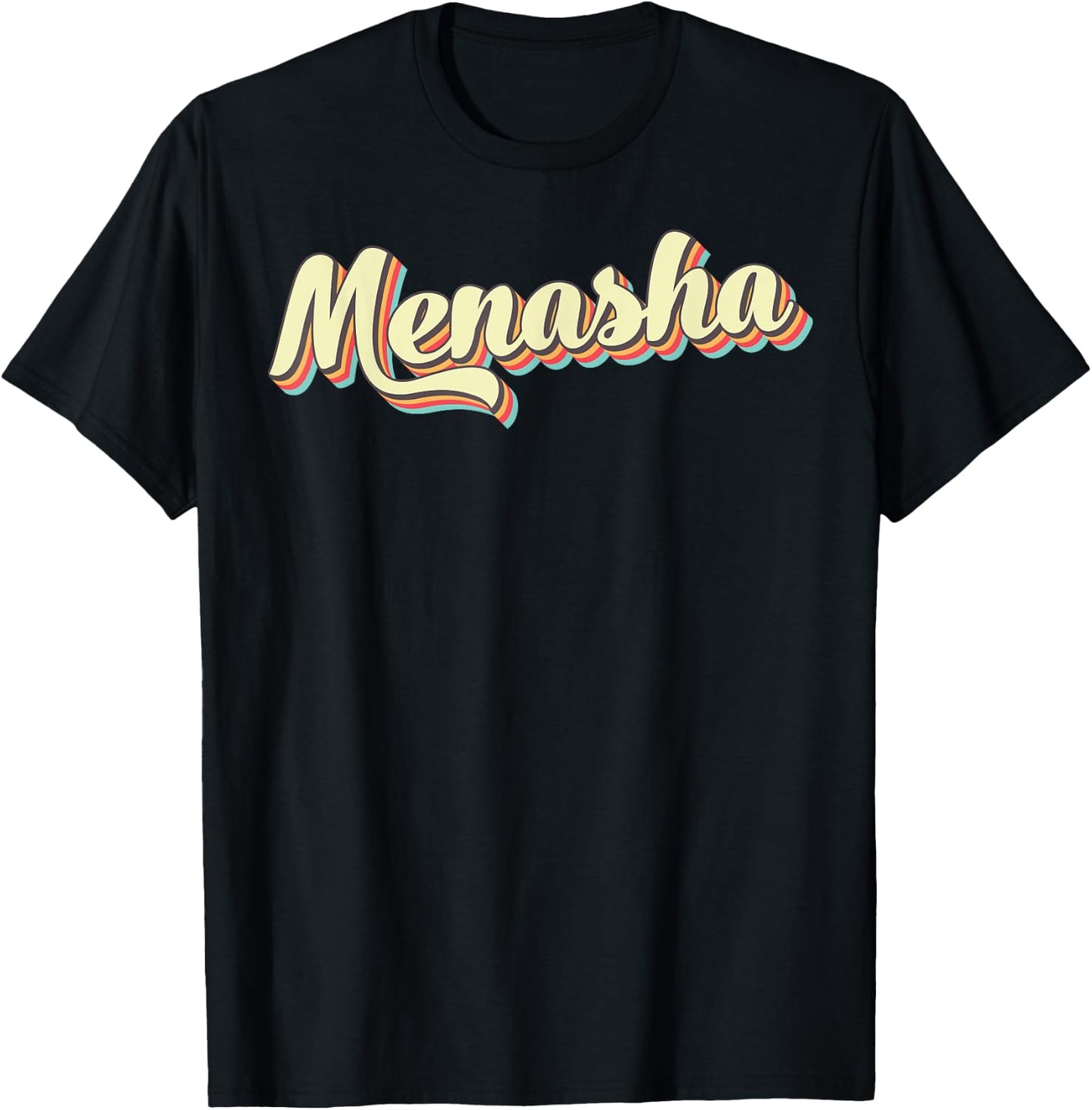 Menasha Retro Art Baseball Font Vintage T-Shirt - T-Shirt | Black