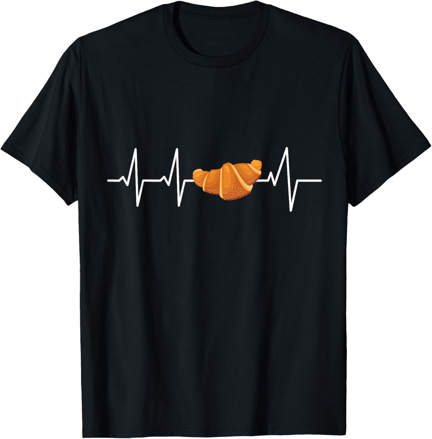 Croissant heartbeat ECG heart rate T-Shirt - T-Shirt | Black