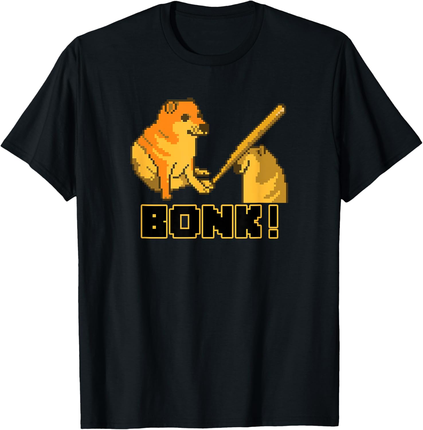 Extended Lunch Break Cheems Bonk Meme Pixel Art T-Shirt - T-Shirt | Black