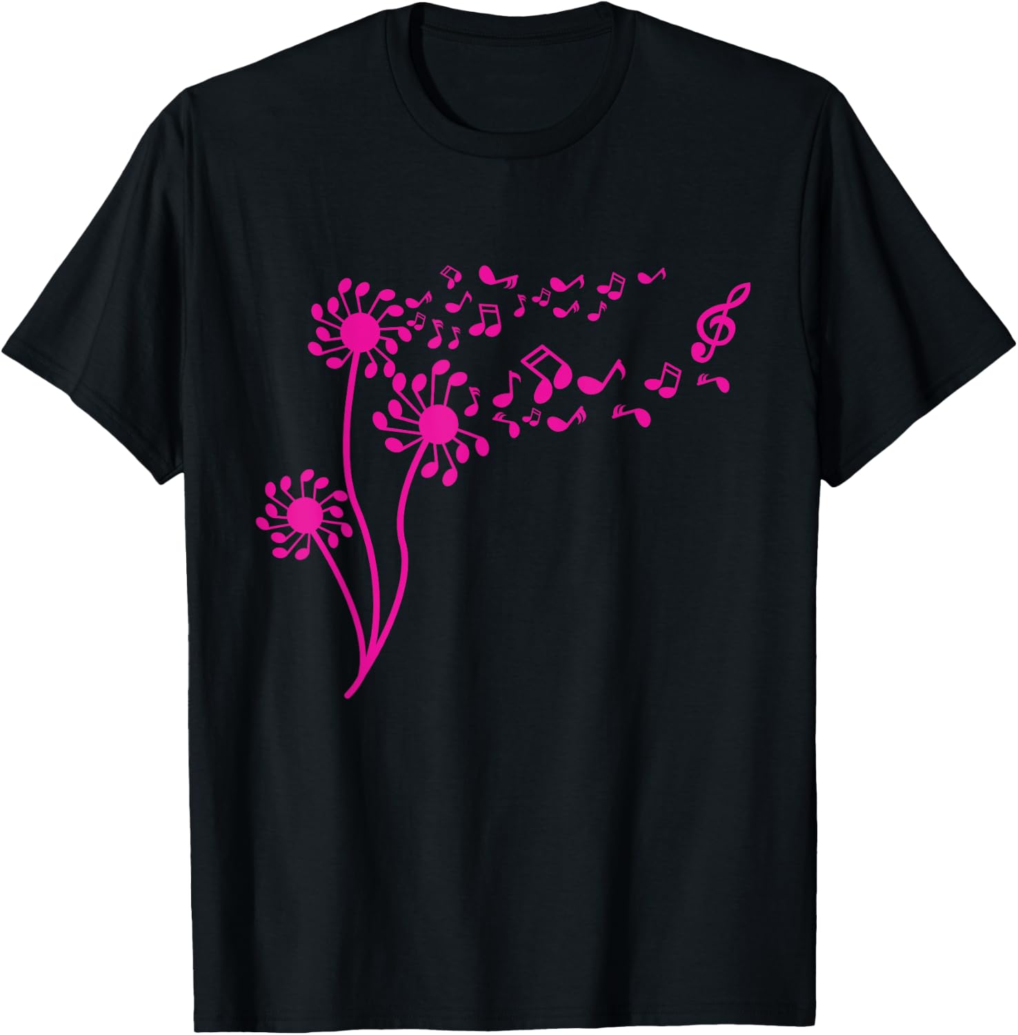 Funny Dandelion Music Note Flower Lover Gift Men Women Kids T-Shirt - T-Shirt | Black